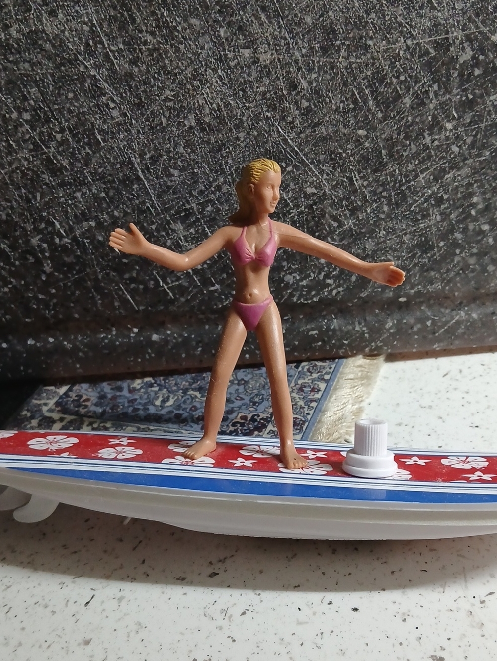 Vintage Wind Up Surfer Girl Water Toy